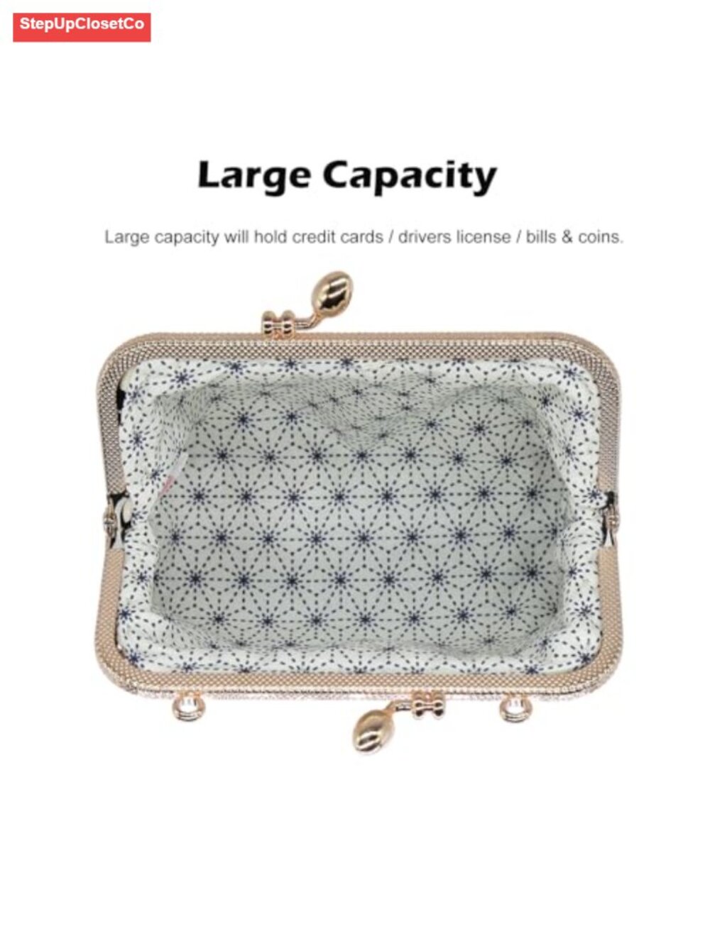 Vintage Floral Kiss Lock Clutch Handmade Japanese Cotton Coin Pouch Small Wallet - Picture 2 of 6